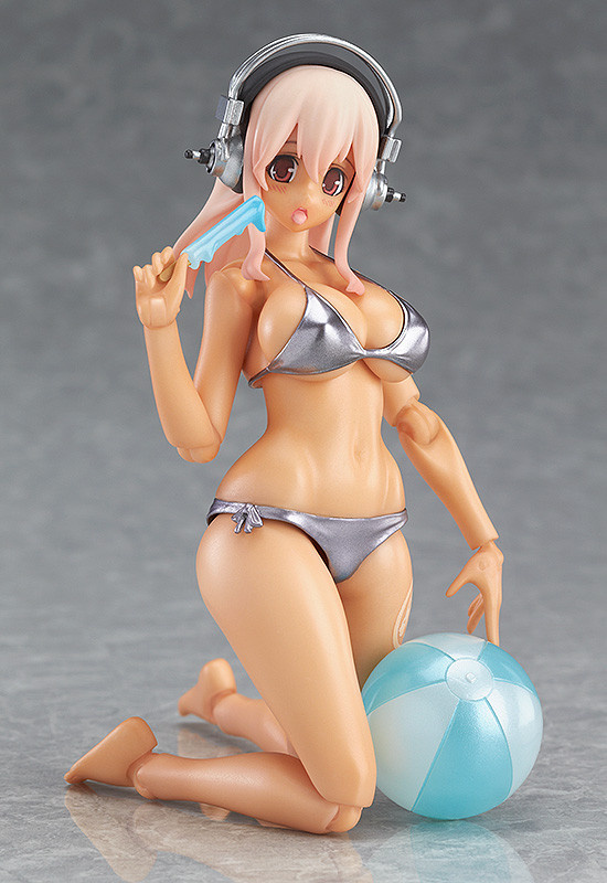 From the anime series 'SoniAni' comes a figure of Super Sonico in...