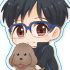 Yuri!!! on Ice Gyugyutto Acrylic Keychain: Yuri Katsuki & Makkachin