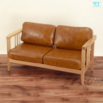 главная фотография Wood Frame Sofa (Synthetic Oil Leather / Camel)